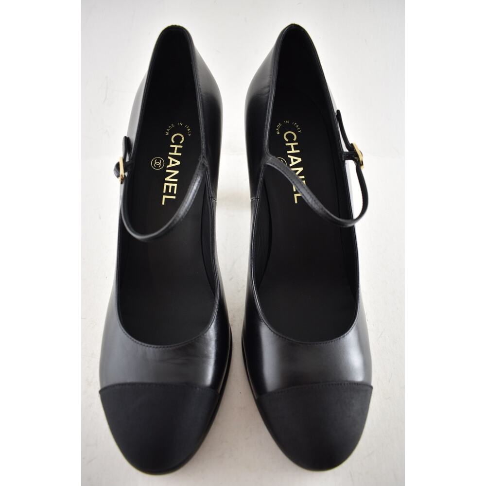 Chanel 24B Black CC Logo Mary Jane Ankle Strap Block Heel Platform Pumps 41 - Picture 7 of 16